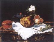 Edouard Manet Brioche with flower and fruits oil painting artist